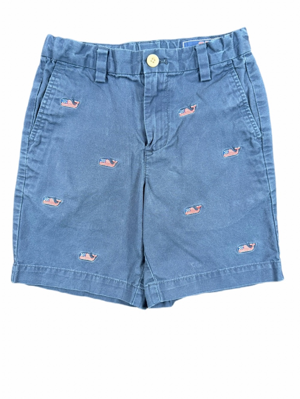 VINEYARD VINES Boys Adj. Waist Patriotic Embroidered Whale Chino Shorts - 6